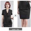 Ensemble jupe et veste à manches courtes gris - Uniforme professionnel pour réception d'hôtel, bureau, bijouterie