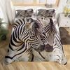 Zebra Duvet Cover Set King Queen Size Polyester Comforter Cover Black And White Stripe Wild Animals For Kids Teens Bedding Set