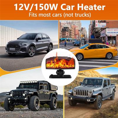 A03Z-Car Heater Fan, 150W Fast Heating And Cooling Fan Portable Windshield Defogger And Defroster For Car SUV RV