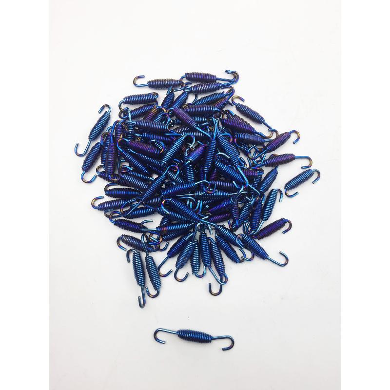 6 Pcs Blue Stainless Steel Motorcycle Scooter Exhaust Pipe Muffler Spring Hook