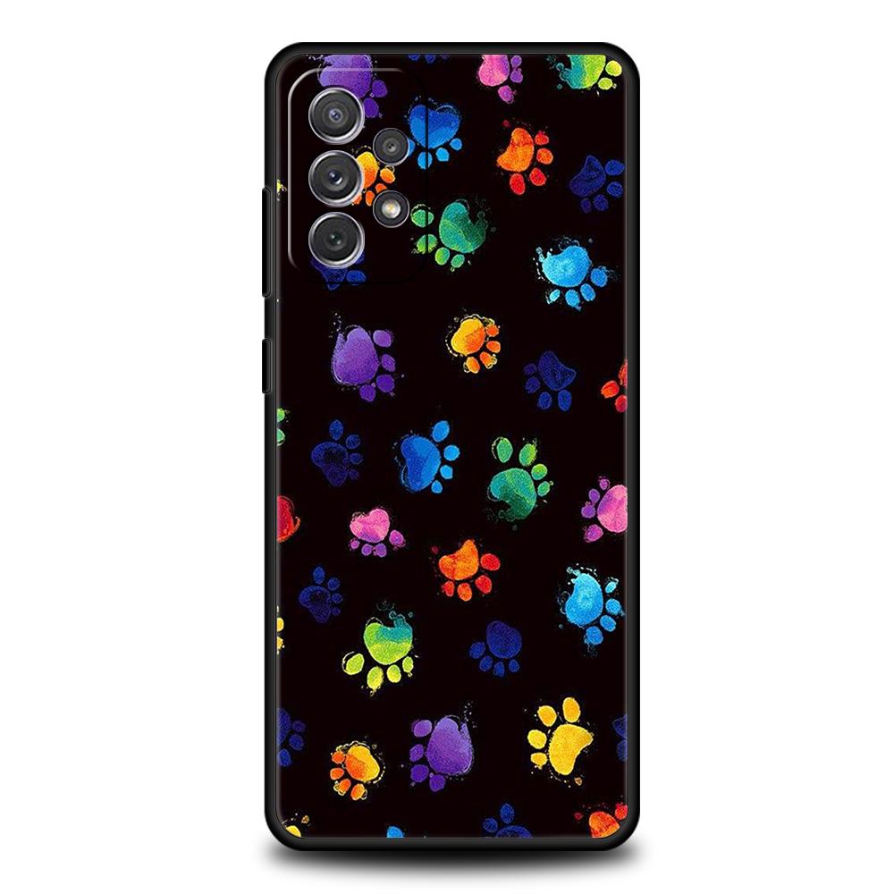 Dog Footprint Paw Cute Phone Case for Samsung Galaxy A15 A14 A25 A54 A34 A51 A71 A72 A73 A32 A52 A11 A21S A31 A41 5G Soft Shell