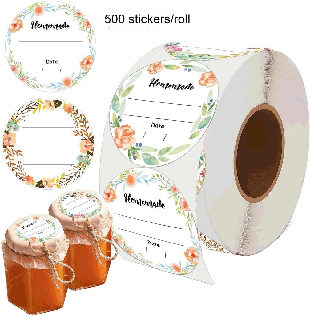 Watercolor Floral Canning Labels -5.08cm Write-On Date & Contents Stickers for Mason Jars,Spice Containers - Easy Peel and Stick