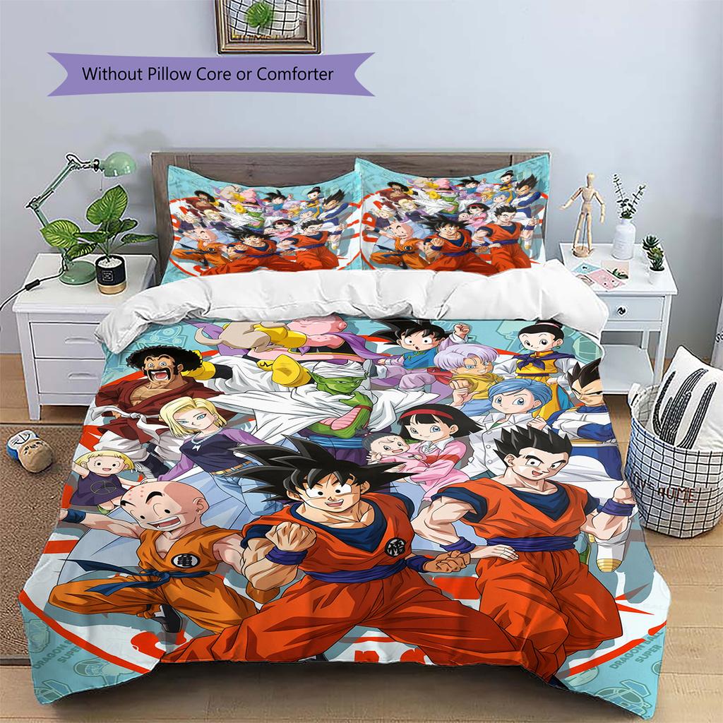 Dragon Ball Anime Bedding Set, Classic Duvet Cover Pillowcase for Bedroom Home, Perfect Gift for DBZ Fans