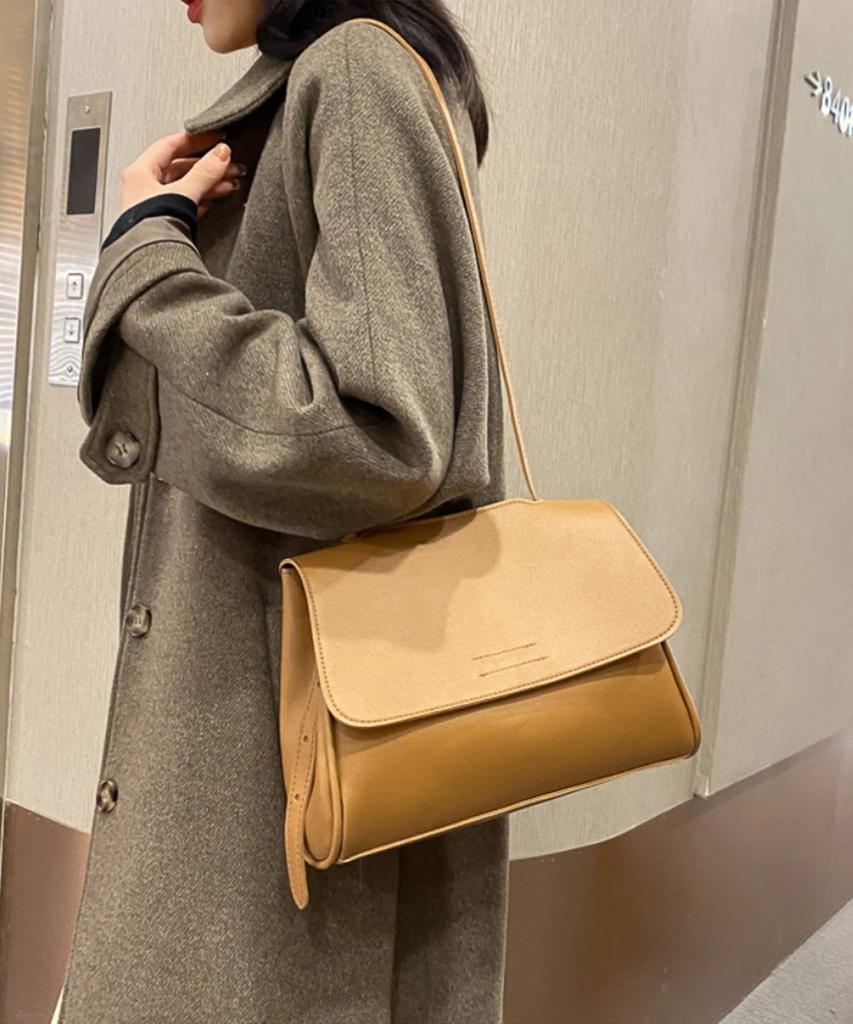 Women's Korean-inspired Shoulder Bag, Simple Square Design, Small Mini Shoulder Bag, Faux Leather (beige)