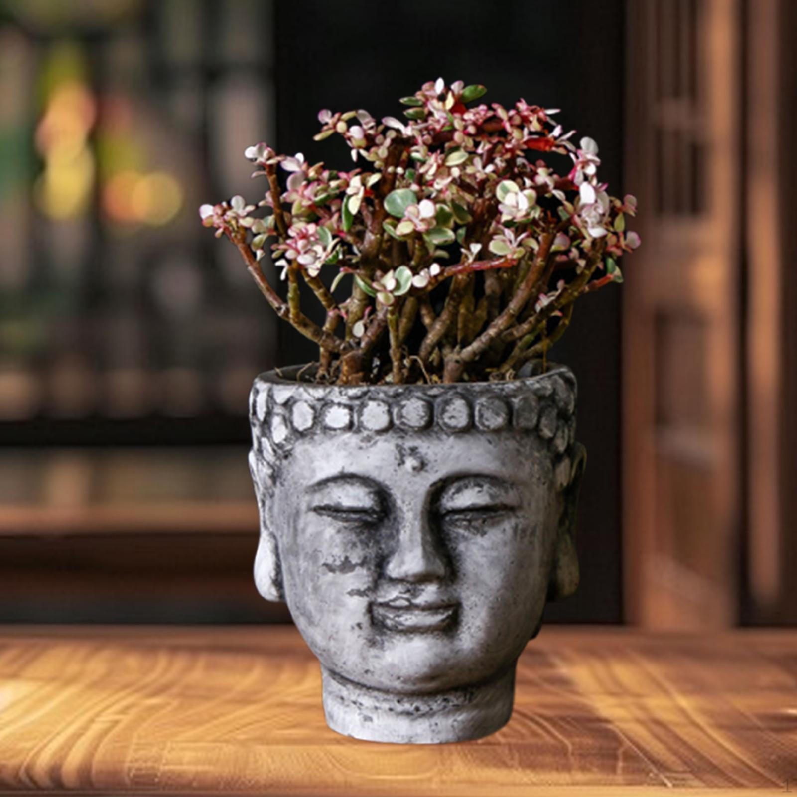 

Кашпо в форме головы Будды, цементное кашпо, статуэтка Будды, цветочный контейнер для растений, декоративный горшок для серый
