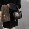 Retro trend shoulder bag 2025 new women's bag messenger bag solid color bucket bag underarm bag portable