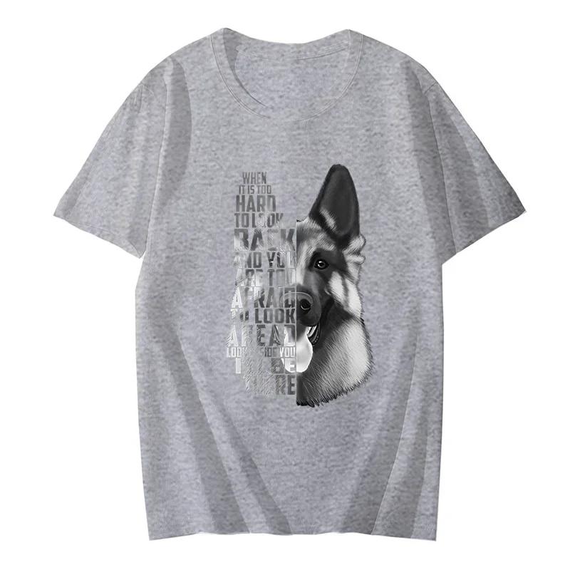 Pánské tričko s krátkým rukávem s potiskem německého ovčáka Černobílé pánské tričko s německým ovčákem Módní oblečení