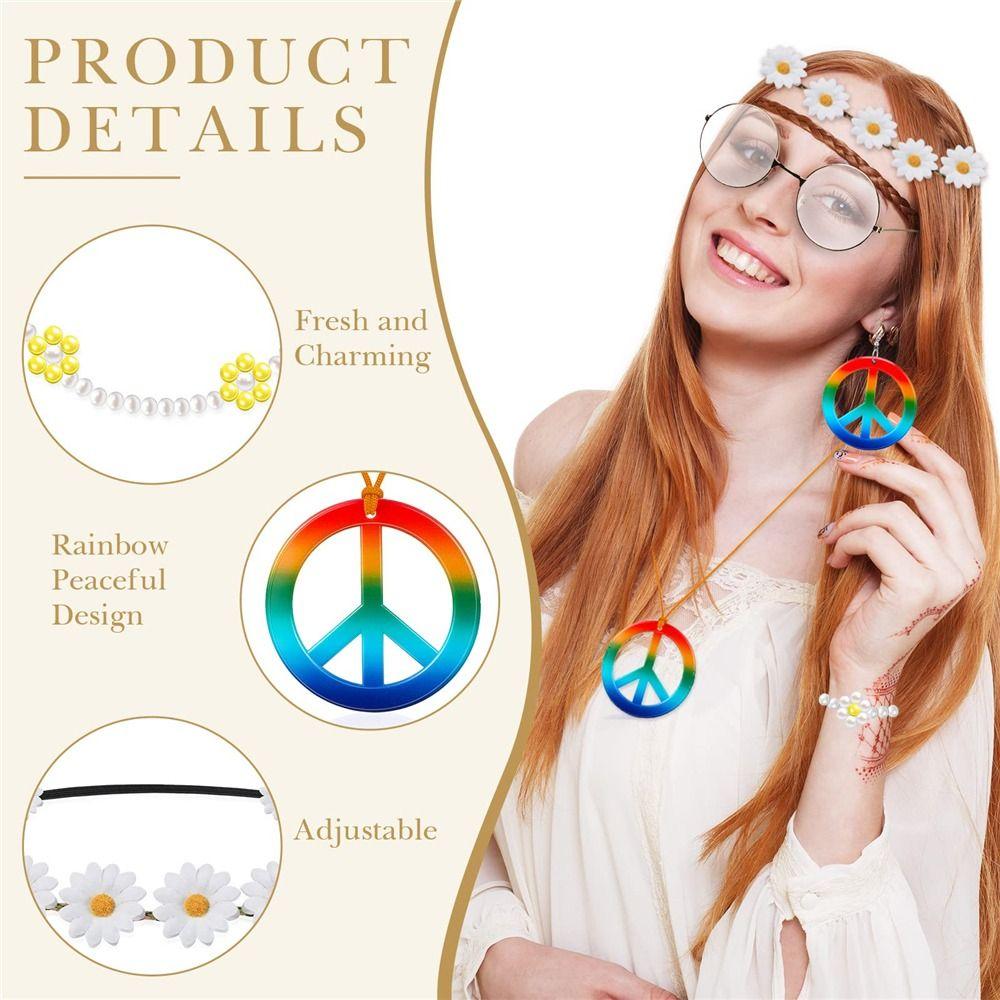 60. léta 70. léta Styl Hippie Kostýmní Doplňky Set Náhrdelník Náušnice pro Groovy Party Girls