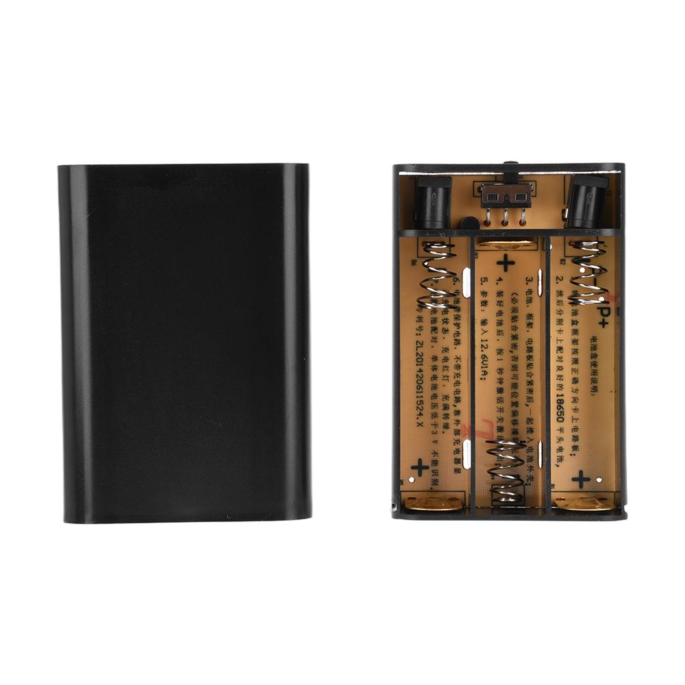 3 Cell Solder-Free 18650 Tandem Battery Box 12V Rechargeable Removable With Protection With Lid With DC Holder Power Pack