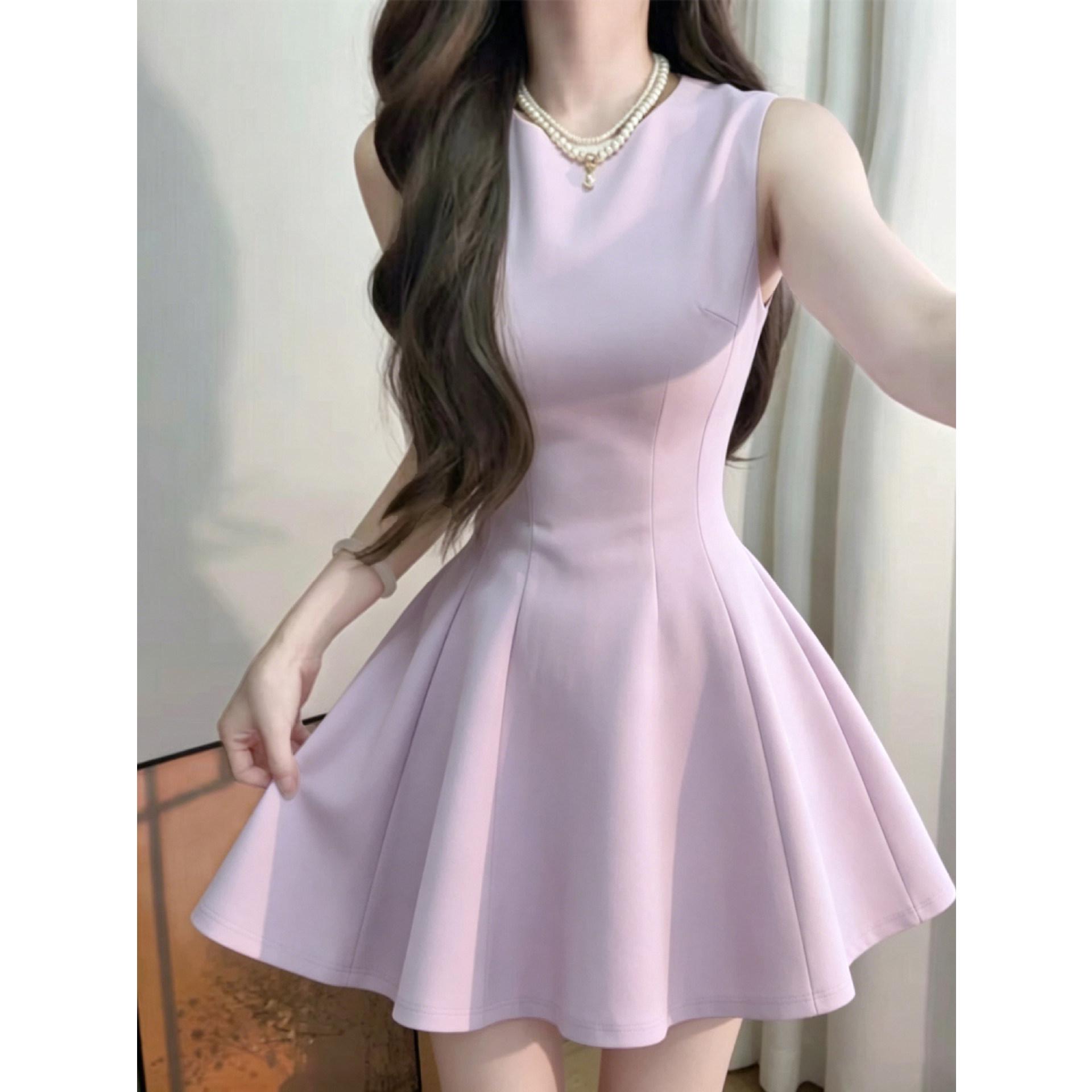 

Women s White Sleeveless Tank Dress: Elegant & Lightweight High-End Feel for Early Spring 2026. L фіолетовий
