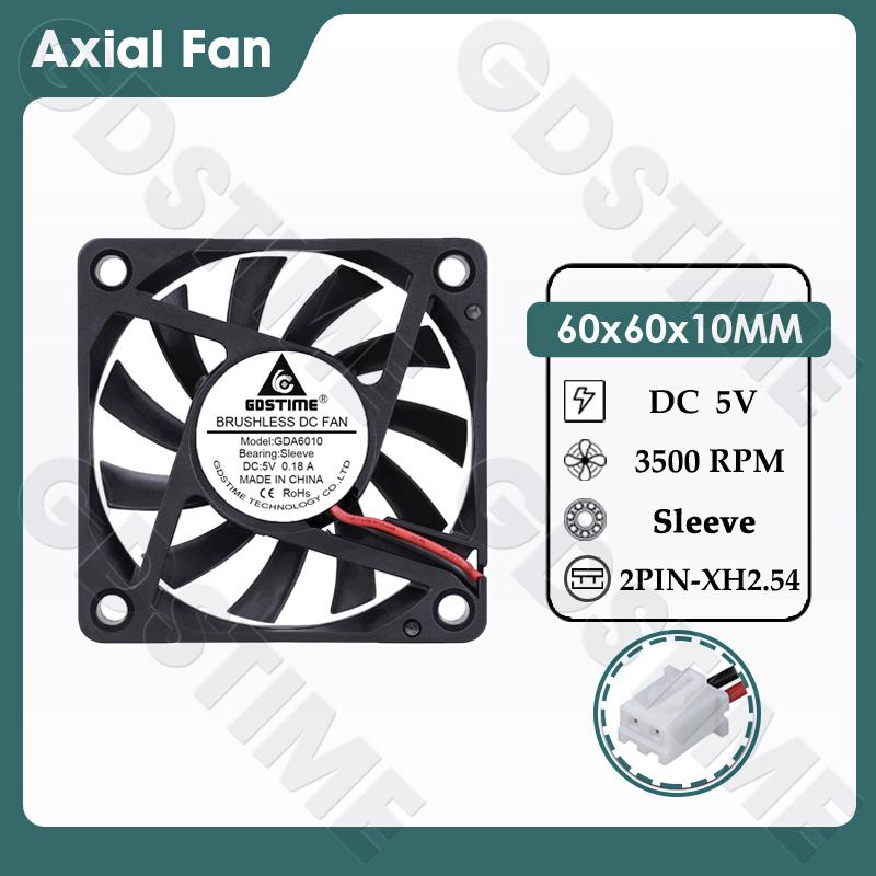 Gdstime 60MM Fan 24V 12V 5V Cooler 60x60x10MM Axial Cooling Fan 6010 Dual Ball Brushless Dupont USB Fan for PC Case CPU Cooling