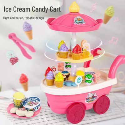 Ice Cream Cart Candy Cutting Toy Set - Mini Popsicle Kitchen Play for Kids