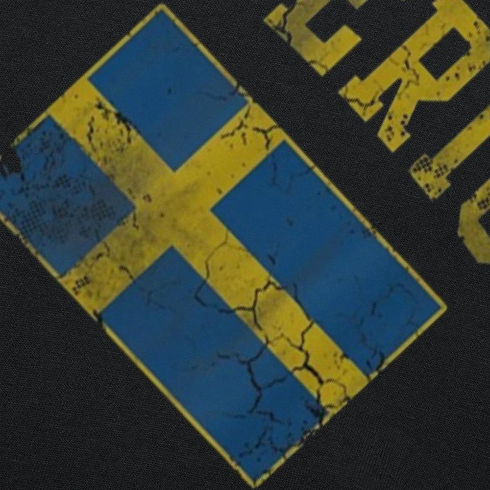 Funny Vintage Sverige Sweden Flag T Shirts Cotton Streetwear Short Sleeve Birthday Gifts Summer Style T-shirt Mens Clothing