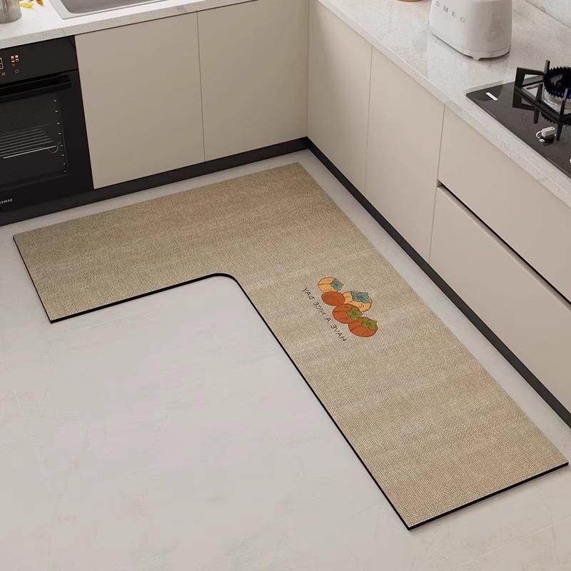 G5U2025 Anti-slip L-shaped Kitchen Mat - Absorbent, Diatomaceous Earth, No-wash, Wipe Clean, Anti-fall.