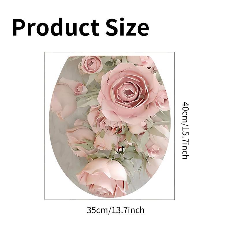 Rose Pattern Toilet Seat Decal Waterproof Self-Adhesive No Trace Creative Sticker for Bathroom Aesthetic Decor