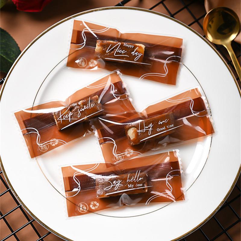 100 st Engångssockerpåsar för Kaffe Bakning DIY Manuell Kola Godis Choklad Maskin Förseglad Förpackning