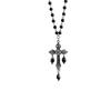 Gothic Punk Black Crystal Cross Pendant Beaded Choker Necklace for Women Men Retro Halloween Party Daily Cosplay Wear Jewelry
