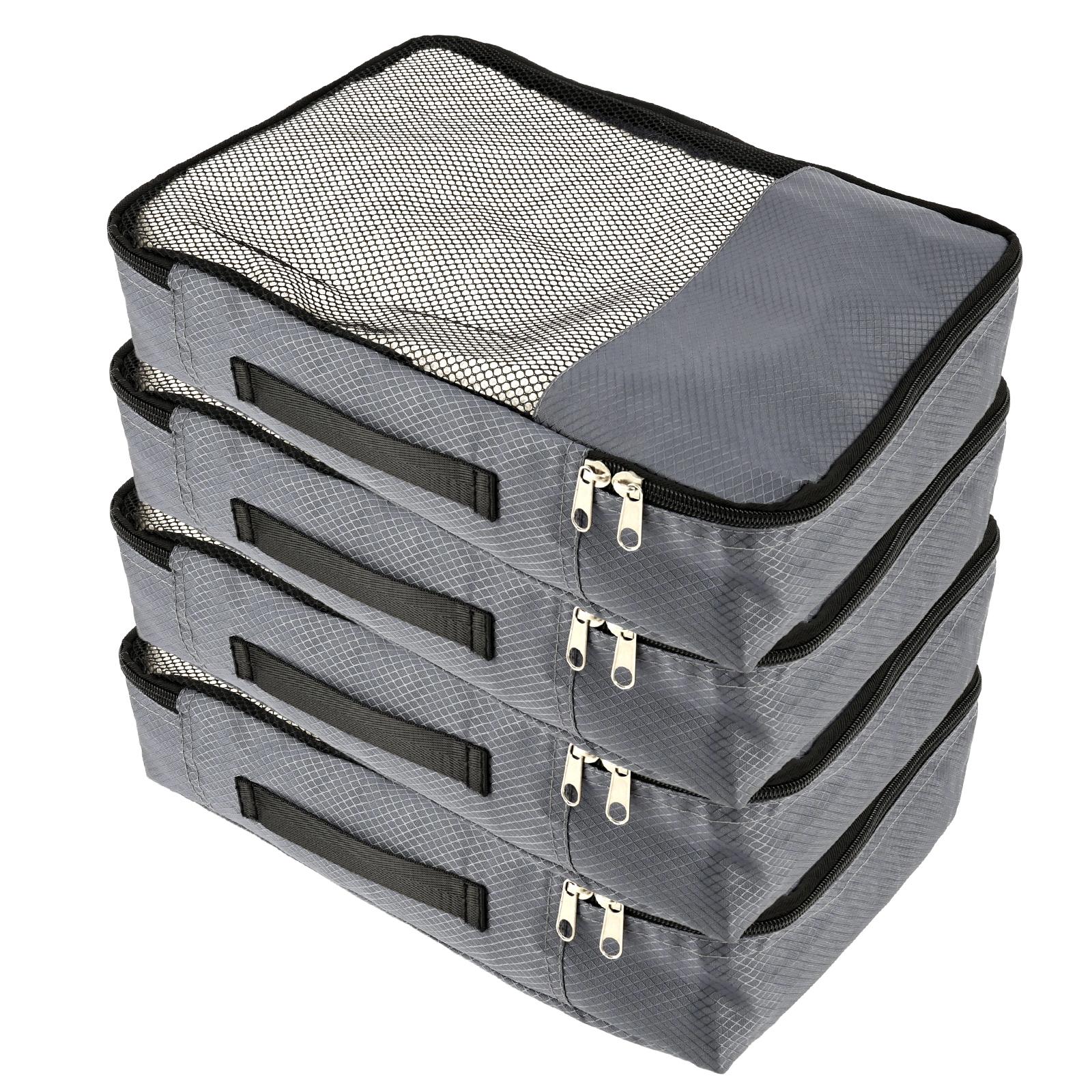 

4 Pcs Travel Compressed Packing Cubes Storage Bag With Shoe Bag Mesh Waterproof Portable Suitcase Handbag Luggage Organizer