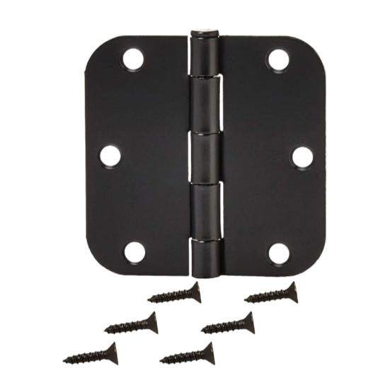 

1/5Pcs Rounded Matte Black Door Hinges Flat Iron Bifold Residential Standard Bedroom Indoor House Door Hardware Essentials Accessories 3Inch 1pc