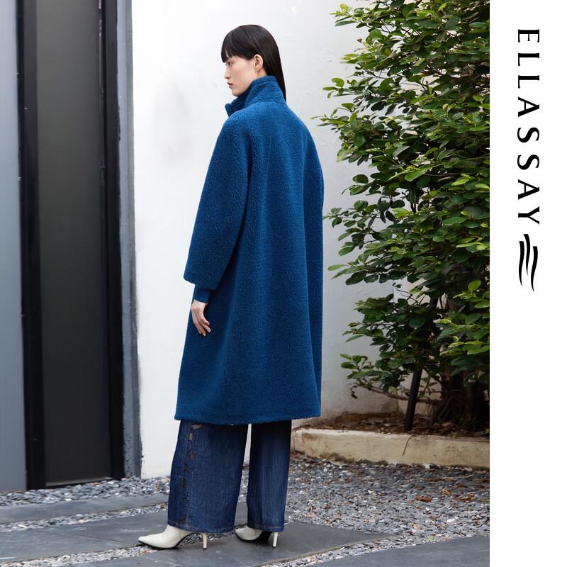 ELLASSAY Women's Minimalist 100% Wool Stand Collar Long Coat