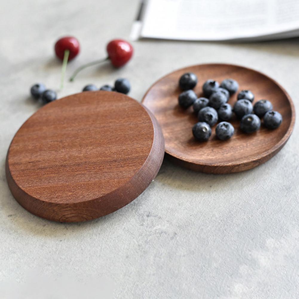 Vintage Wooden Snack Tray Cup Pad Coaster Plate Kitchen Decorative Plate Fruit Dish Sandwich Bread Buffet Salad Serving Tray
