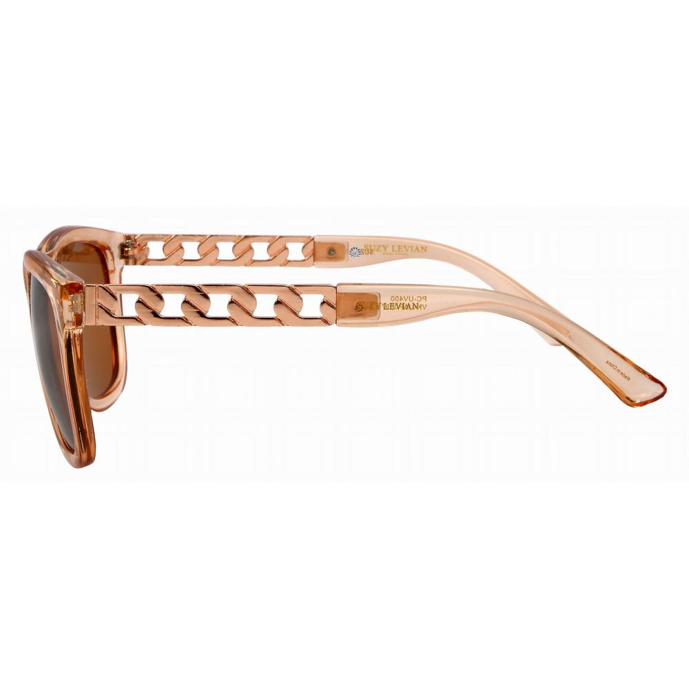 Suzy Levian Women S Pink Clear roSe Gold Chain Accent SunglaSSeS Pink