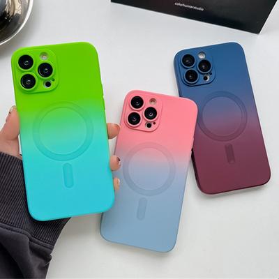 Für Iphone 14 13 Pro Max Flüssigkeit Silikon Gradienten Telefon Fall Für Iphone 14 Plus 11 12 Pro Max Objektiv schutz Für Magsafe Abdeckung