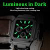 Fashion Men Watch Luminous Waterproof Chronograph Date Man Wristwatch Square Stainless Steel Quartz Men's Watches Reloj