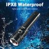 50M Professional Diving Torch IPX8 Waterproof USB C Rechargeable LED Flashlight 18650 Wrist Strap Underwater Scuba Diving Light