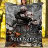 Custom Name God of War Theme Printed Blanket - Perfect for Couch, Bed, Travel & Outdoor Use | Machine Washable, Cozy & Durable.