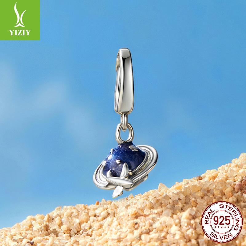 

Button Head Can Be Opened And Closed - Global Travel Pendant S925 Sterling Silver Beaded Diy Jewelry Cross-Border