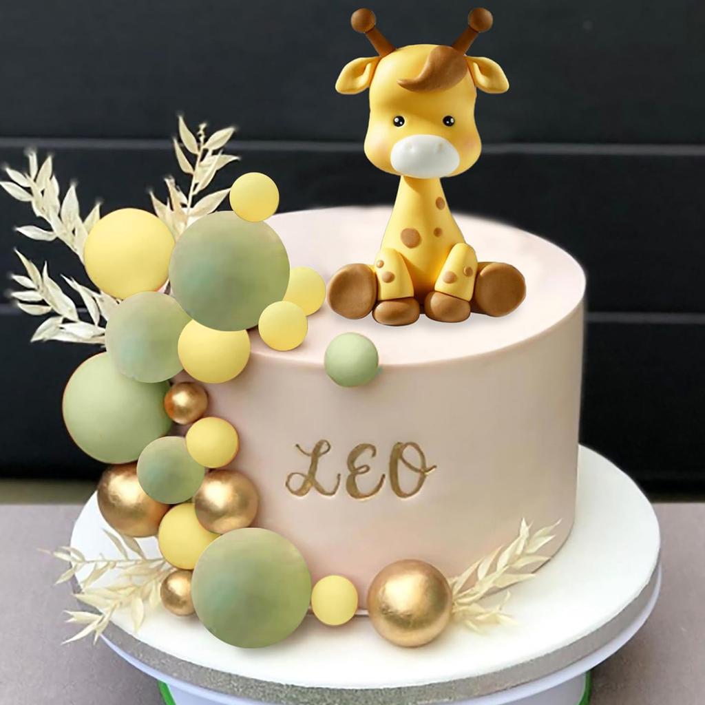 Colourful Balls Plam Leaves Cake Decoration Jungle Safari Animal Cake Topper  for Girls Boys Wild Theme Birthday Party Supplies