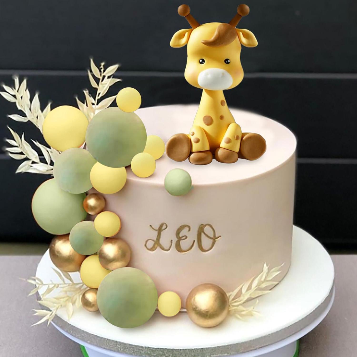 

Colourful Balls Plam Leaves Cake Decoration Jungle Safari Animal Cake Topper for Girls Boys Wild Theme Birthday Party Supplies