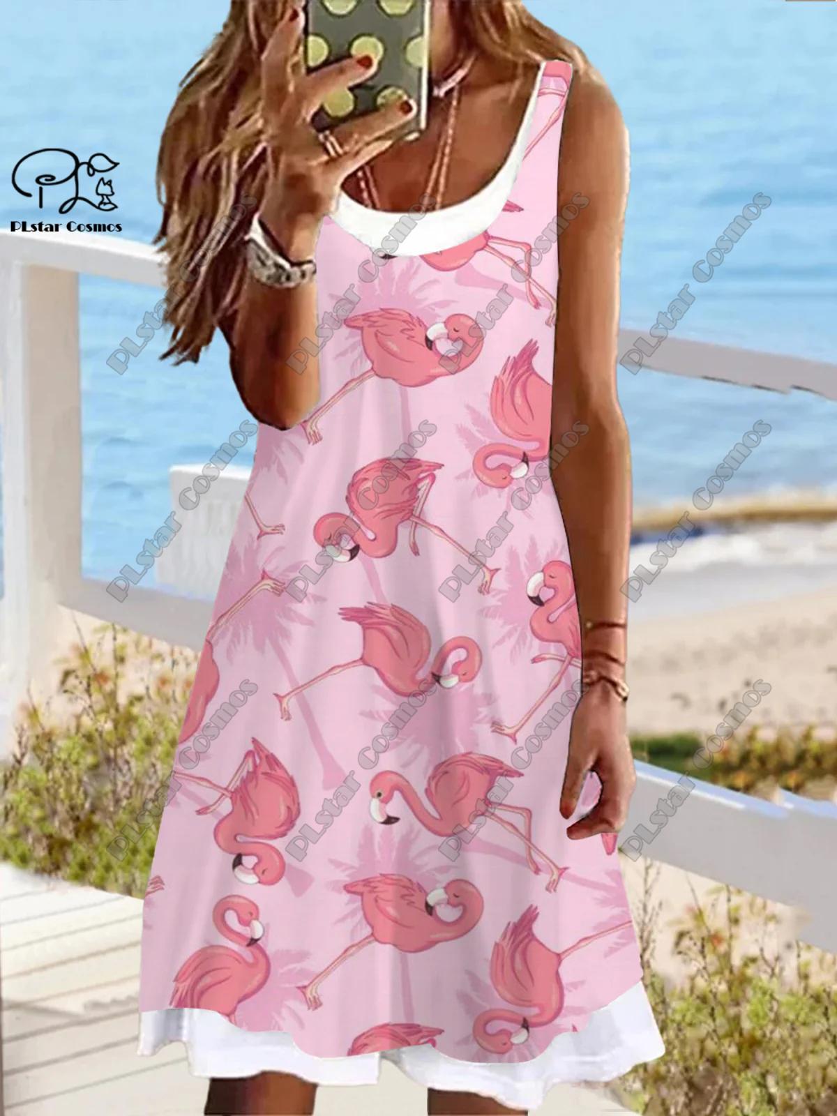 Printed Retro Pattern Women s Sleeveless Dress Summer Casual Beach Dress Holiday S