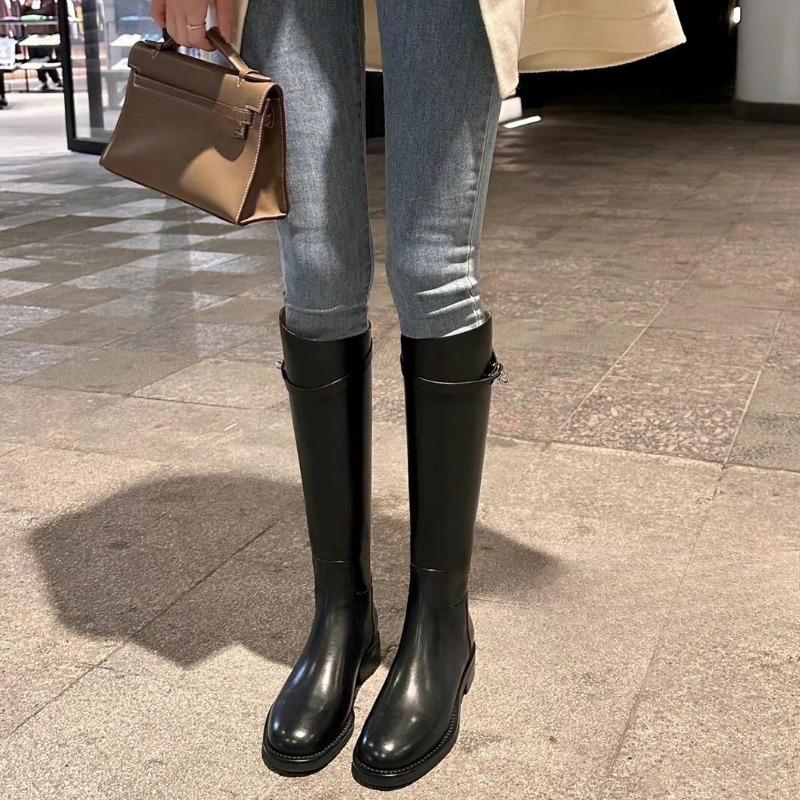 Anti-slip, Waterproof Buckle Strap, Thick-heeled High Boots, Women's Boots, Long Boots, Women's Shoes