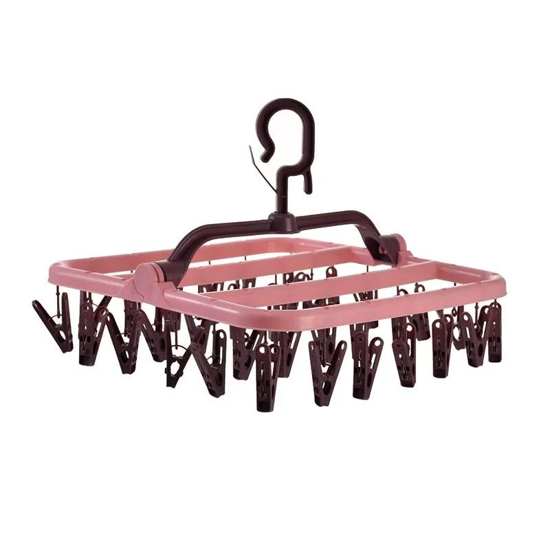 

Student Child Household Sock Airing Gadget for Dormitory, 32 Clips Clothes Rack Clothes Hanger for Socks Hanging красный