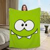 Cute Frog Cartoon Game Funny Face o-Om n-Nom Flannel Warm Comfort  Soft Plush Blanket for Sofa Living Room Bedroom Travel Gift