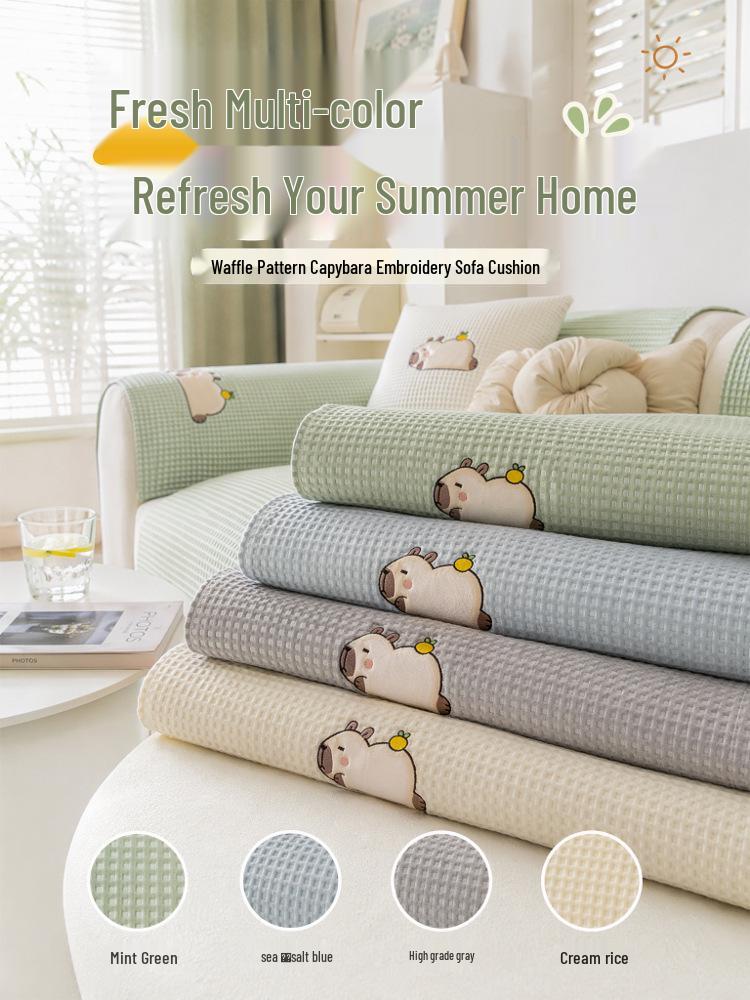 Ice Silk Cartoon Sofa Cushion 2025: Non-slip, Cool Summer Bean Cover