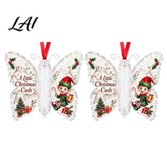 Decorative Ornaments for Parties Butterfly Cash Gift Ornament Christmas Money Holder Hanging Decor with Holiday Decorations Festive Print,
