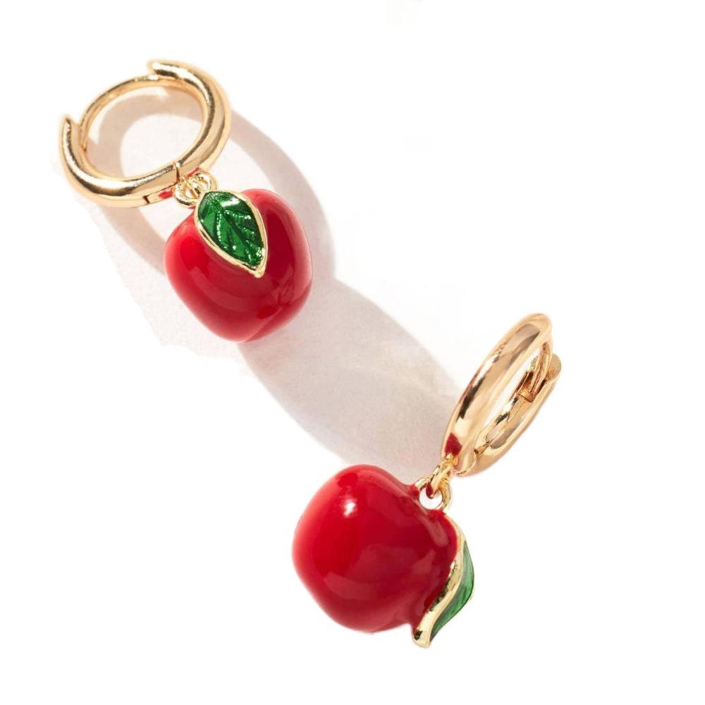 Jewelry Accessories Fruit and Vegetable Earrings Lip Starfish Charms Ear Buckle Alloy Dripping Oil Enamel Hoop Earrings Girls