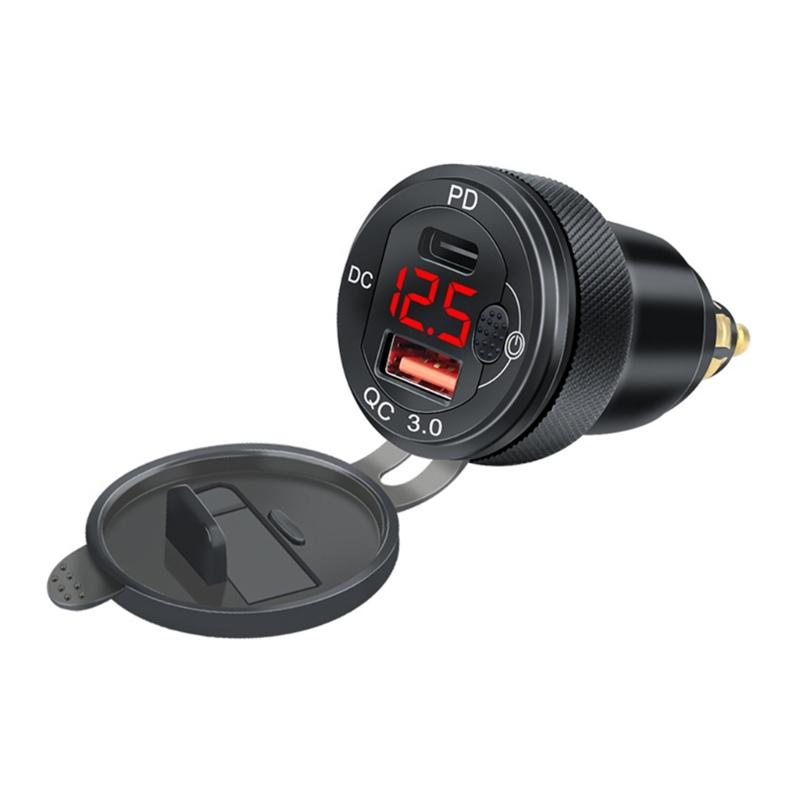 Waterproof Motorbike 12V 24V QC3.0 USB Type C PD Fast Charger Power Adapter Hella DIN Plug Socket for BMW Ducati Motorcy