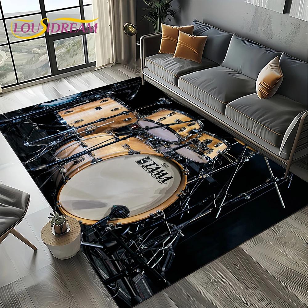 3D Music Instruments Drum Kit Drum Set Carpet Rug for Living Room Bedroom Home Sofa Decoration,Kids Area Rug Non-slip Floor Mat