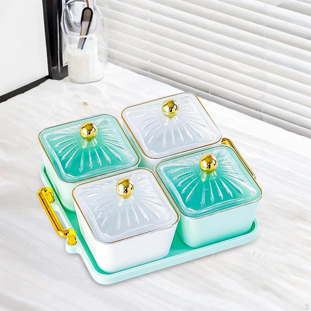 Divided Serving Dishes Appetizer Tray with Cover and Handle Creative Food Storage Dried