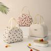 Portable Corduroy Lunch Bags Thermal Insulation Lunch Box Cute Print Women Lunch Storage Bag Picnic Bento Large Capacity Handbag Insulated Lunch Bag