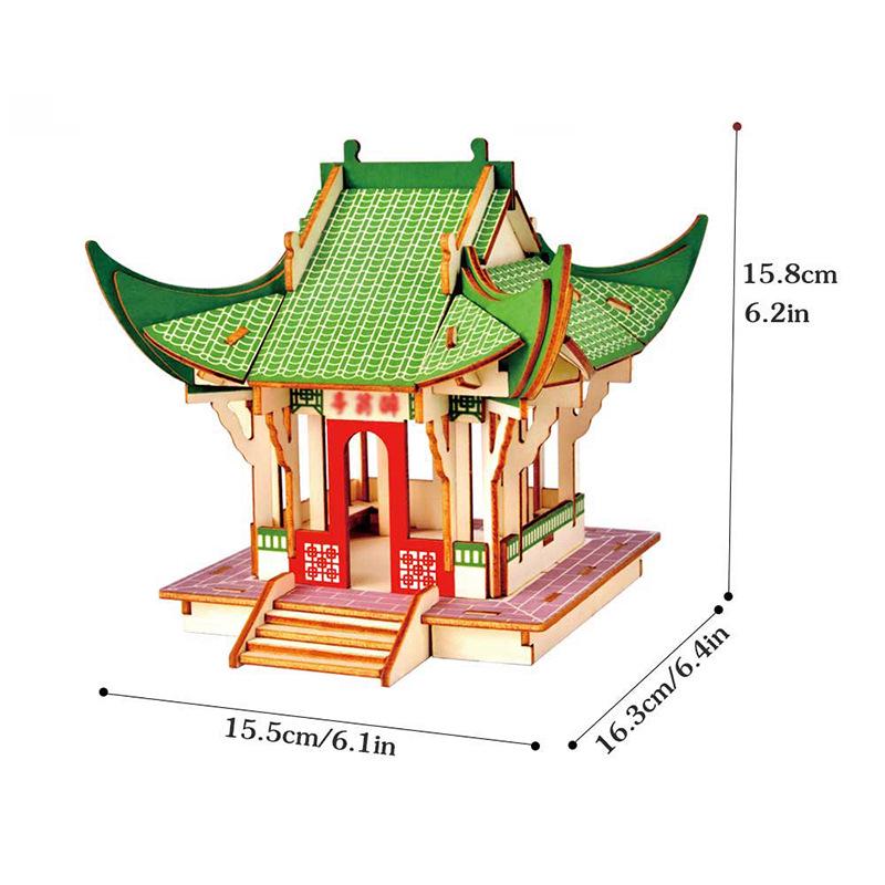 Handmade Ancient Chinese 3D Wooden Jigsaw Puzzle Model - DIY Scenic Assembly Toy
