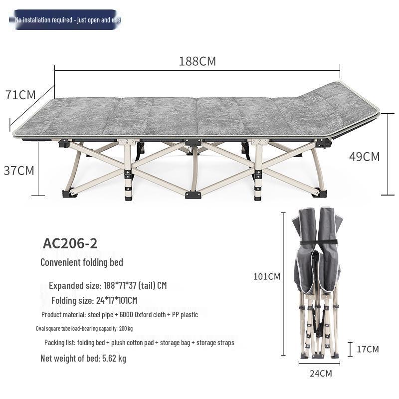 Compact Foldable Bed for Office, Camping, Outdoors - Stainless Steel, Portable, Free Shipping