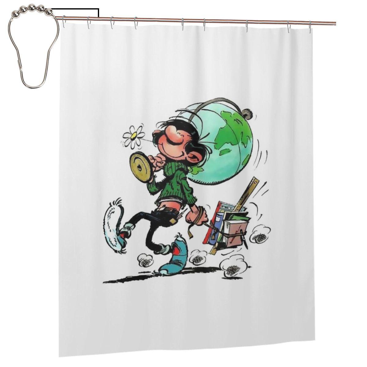 

Gaston Lagaffe Shower Curtain Bathroom Polyester Waterproof Bath Curtains With Hooks W60H190(CM)-1 Pcs