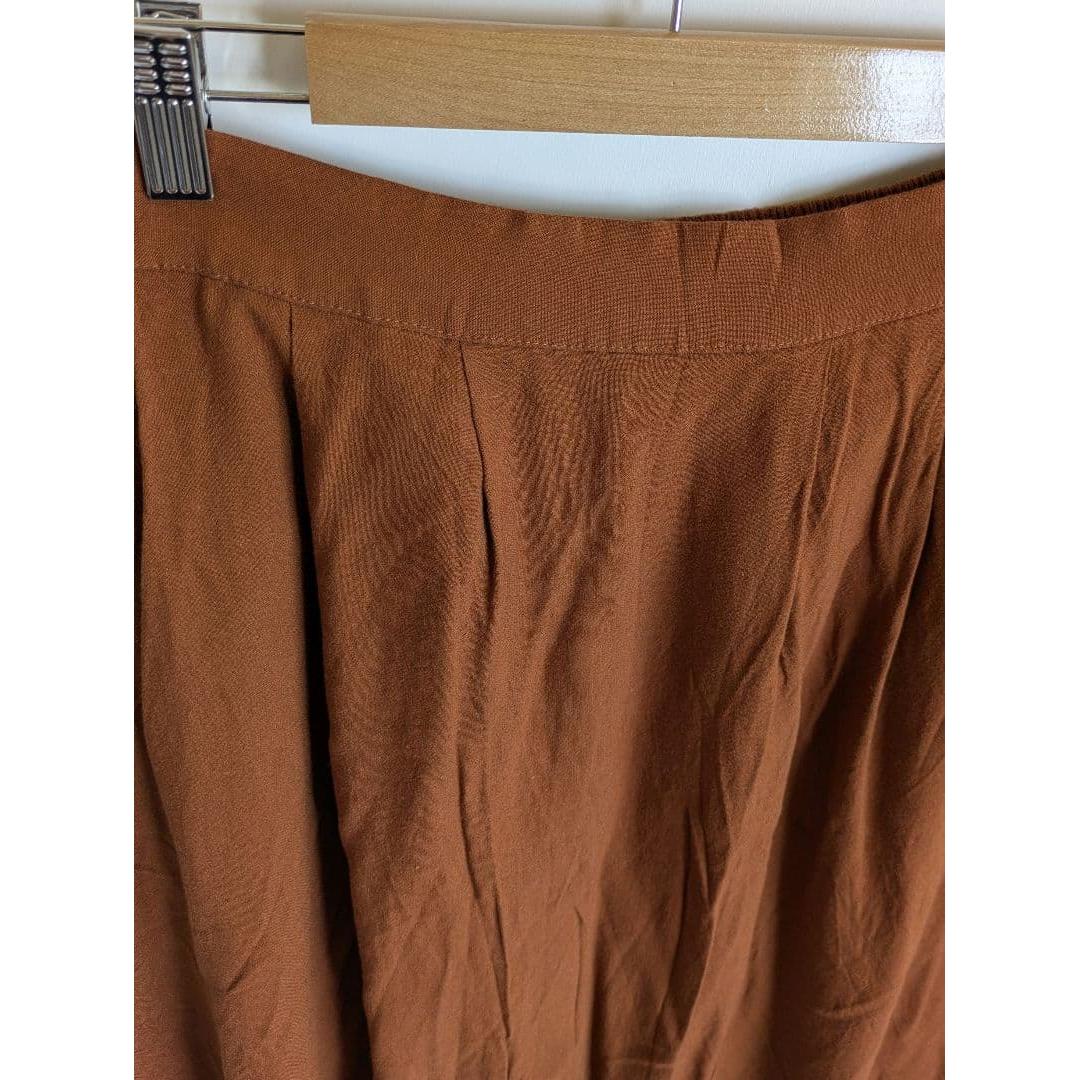 earth music&ecology linen blend long flared skirt F soft