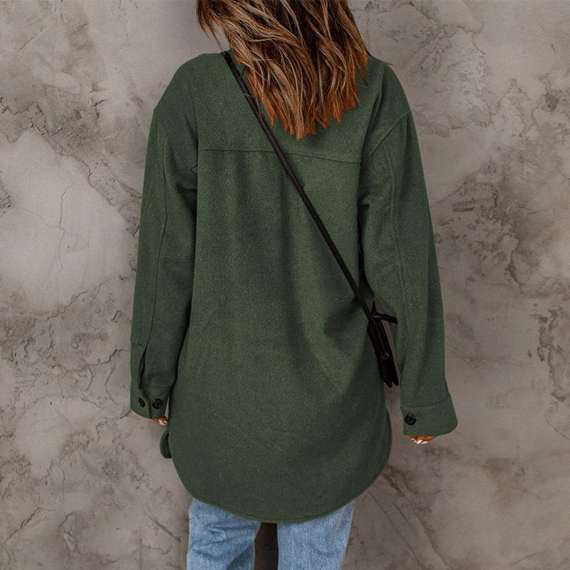 Women S Casual Solid Color Long Sleeve Lapel Single Breasted Coat