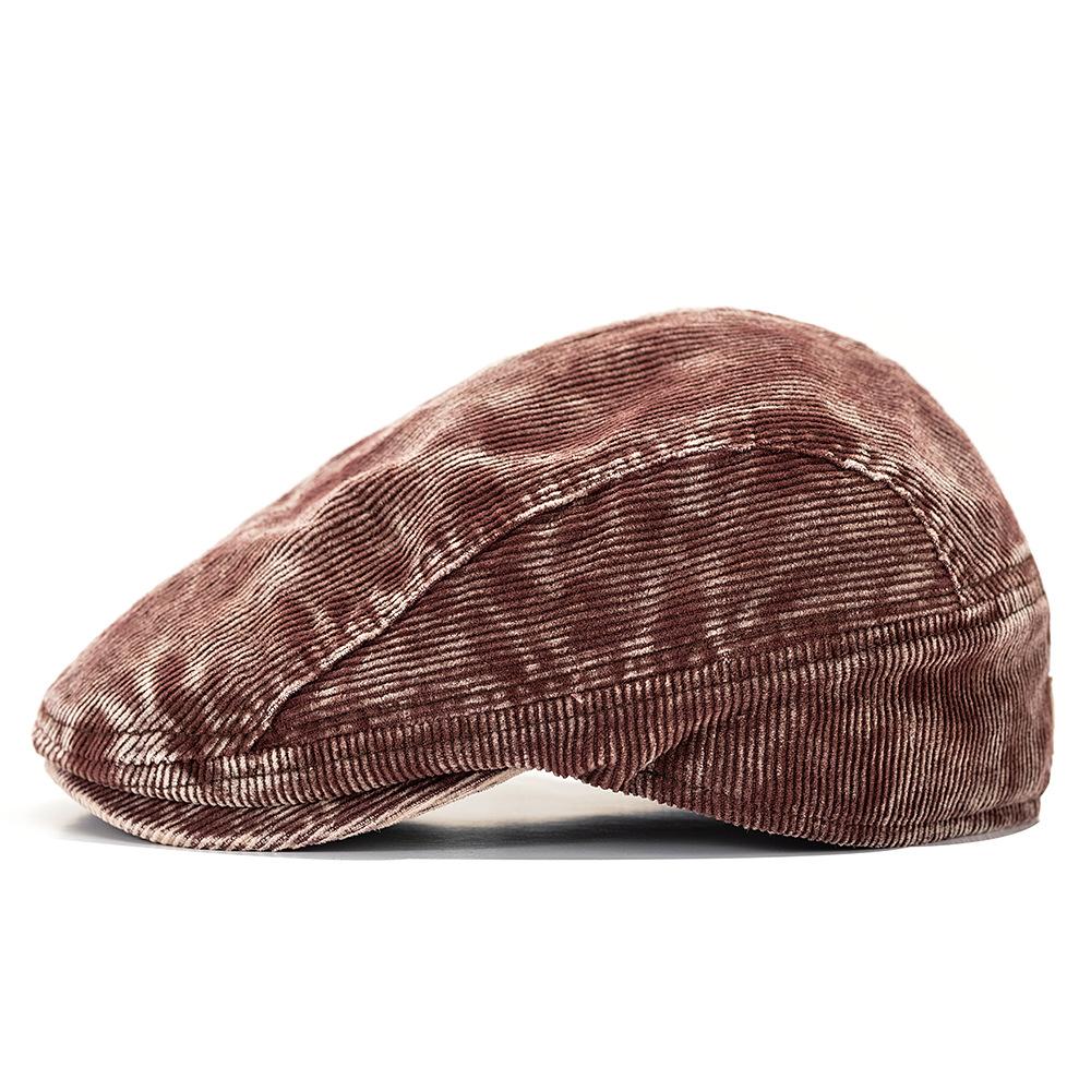Corduroy Forward Hat Vintage Men Peaked Cap Beret Women's Tie-Dye Anti-Wearing Cap